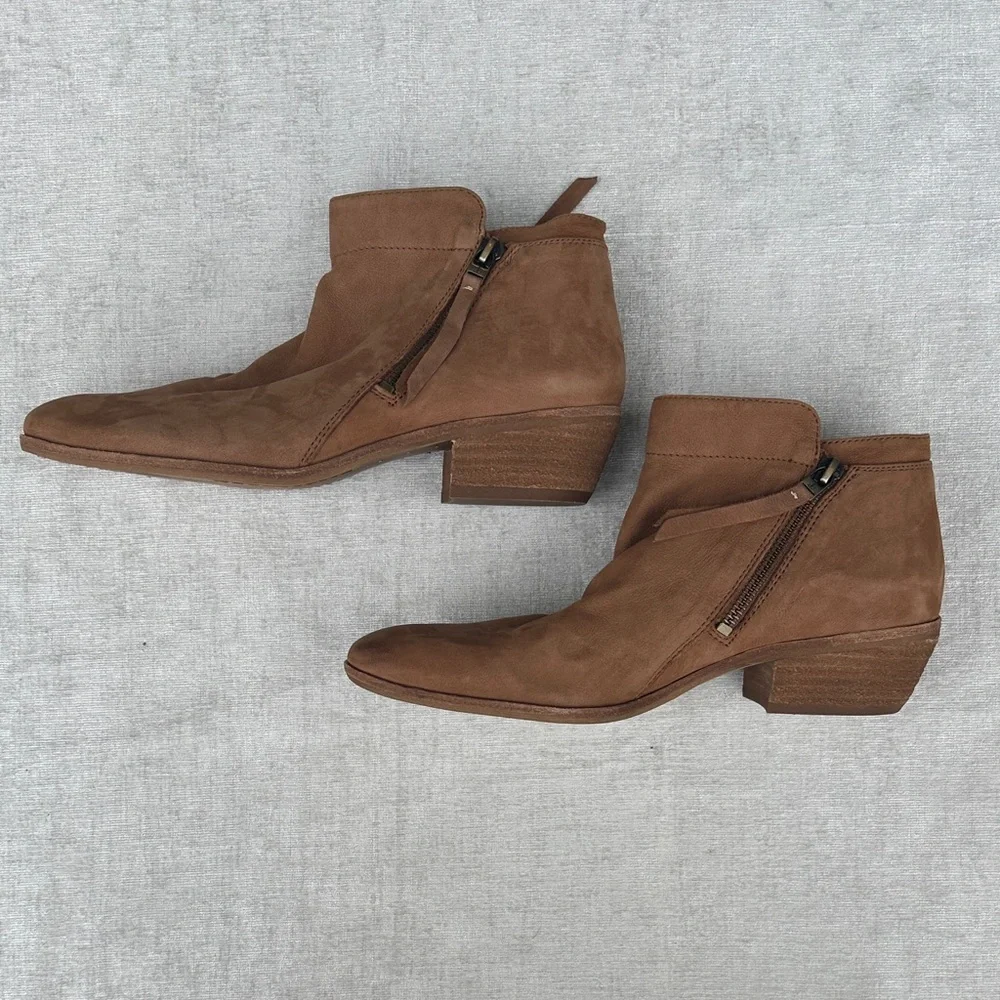 Sam Edelman Brown Leather Ankle Boots Zips on both Sides Size 9